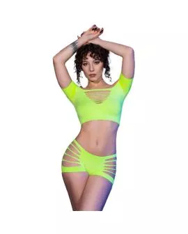 CHILIROSE CR 4433 - Erotisches Top & Shorts Set Grün S/M