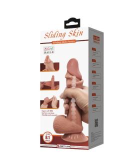 PRETTY LOVE - SLIDING SKIN SERIES REALISTISCHER DILDO MIT GLEITENDEM BRAUNEN HAUT-SAUGNAP 21,8 CM