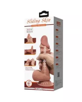 PRETTY LOVE - SLIDING SKIN SERIES REALISTISCHER DILDO MIT GLEITENDEM BRAUNEN HAUT-SAUGNAP 21,8 CM
