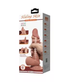 PRETTY LOVE - SLIDING SKIN SERIES REALISTISCHER DILDO MIT SCHIEBENDEM BRAUNEN HAUTSAUGNAPF 20,6 CM
