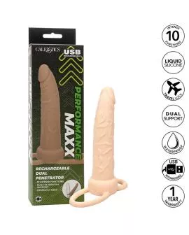CALEXOTICS - PERFORMANCE MAXX WIEDERAUFLADBARER DUAL PENETRATOR, HELLE HAUT