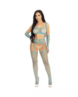 Leg Avenue - Crop Top Strümpfe Handschuhe Blau