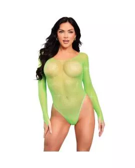 Leg Avenue - Langärmliger Bodysuit mit Kristallmuster Grün