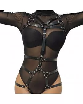 SUBBLIME - KÖRPERHARNESS VERSTELLBARE RIEMEN LEDER SCHWARZ EINE GRÖSSE