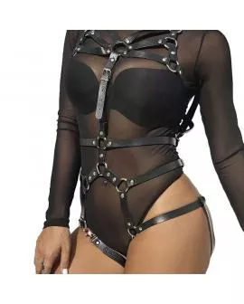 SUBBLIME - KÖRPERHARNESS VERSTELLBARE RIEMEN LEDER SCHWARZ EINE GRÖSSE