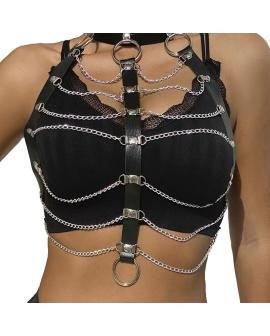 Subblime - Brustharness Lederketten Schwarz Einheitsgröße