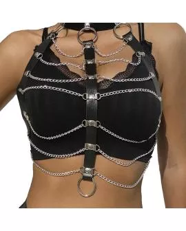 Subblime - Brustharness Lederketten Schwarz Einheitsgröße