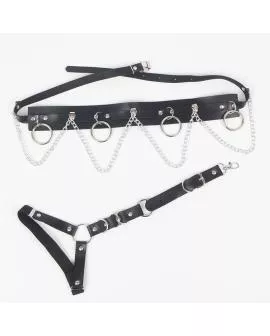 Sublime - Strumpfbandgürtel mit Ringen und Kette - One Size