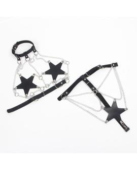 Subblime Ganzkörperharness mit Sternkettendetail - Eine Größe