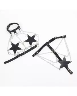 Subblime Ganzkörperharness mit Sternkettendetail - Eine Größe