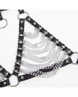 SUBBLIME - HARNESS-BH UND HALSKETTE MIT KETTEN EINE GRÖSSE