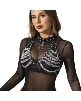 Subblime Harness-BH und Halskette mit Ketten - Eine Größe