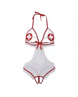 SUBBLIME - SEXY KRANKENSCHWESTERKOSTÜM MIT SCHRITTFREIEM AUSSCHNITT 