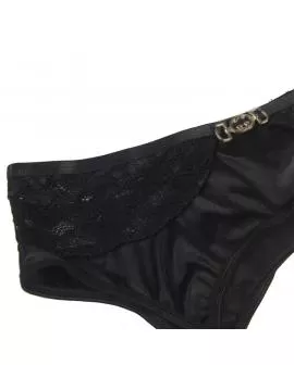 SUBBLIME - 3-TEILIGES SET BH + STRING + STRUMPFBAND AUS SPITZE SCHWARZ 