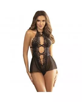 SUBBLIME - TEDDY-HALTER-NECK-BARE-BACK-SPITZE SCHWARZ 
