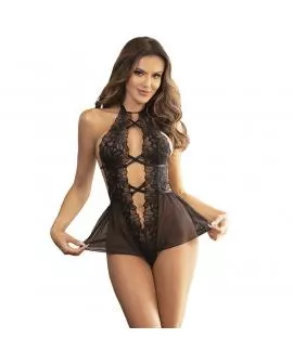 SUBBLIME - Teddy Halterneck Nackiger Rücken Spitze Schwarz