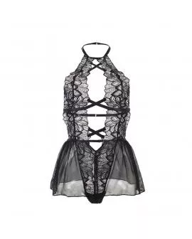 SUBBLIME - Teddy Halterneck Nackiger Rücken Spitze Schwarz