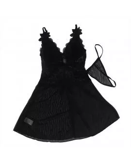 SUBBLIME - BABYDOLL-TÜLLSTOFF MIT SPITZE UND BLUMENDETAIL SCHWARZ 