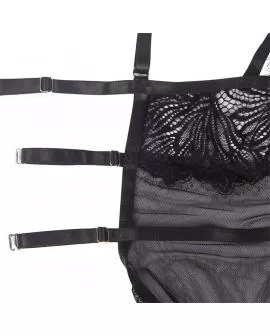 SUBBLIME - BABYDOLL MIT VERSTELLBAREN SPITZENTRGERN SCHWARZ 