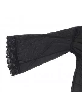 SUBBLIME - TRANSPARENTER STOFFMANTEL MIT SPITZENDETAIL SCHWARZ 