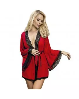 SUBBLIME - Transparente Stoffmantel mit Spitzendetail Rot