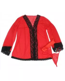 SUBBLIME - TRANSPARENTER STOFFMANTEL MIT SPITZENDETAIL ROT 