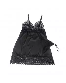 SUBBLIME - BABYDOLL MIT BLUMENPRINT AUF DER BRUST SCHWARZ 