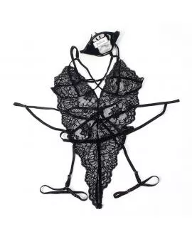 SUBBLIME - Sexy Polizeikostüm mit Spitze Schwarz