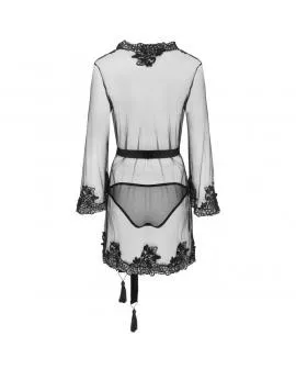 LIVCO CORSETTI FASHION - HERINA LC XG056 MORGENMANTEL + PANTY SCHWARZ EINE GRÖSSE