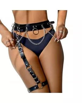 SUBBLIME - GÜRTEL UND STRUMPFBAND MIT RINGEN UND KETTE DETAIL EINE GRÖSSE