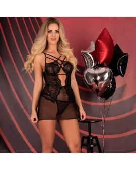 LIVCO CORSETTI FASHION - BARIRIN LC 90633 HEMD + HOSE SCHWARZ