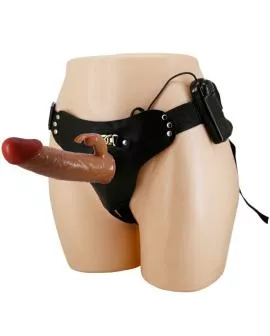 PRETTY LOVE - MARION HARNESS UNIVERSAL SLIP MIT VIBRATIONSDILDO 19 CM BRAUN
