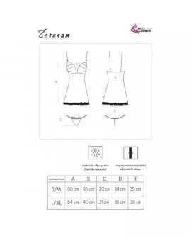 LIVCO Corsetti - Zerunam Babydoll-Set - Schwarzer Tanga