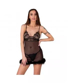 LIVCO CORSETTI FASHION - ZERUNAM SET BABYDOLL + SCHWARZER TANGA