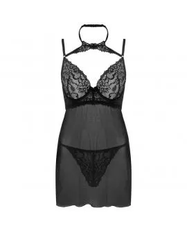 LIVCO CORSETTI FASHION - BINELLA SET BABYDOLL + TANGA SCHWARZ