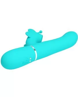PRETTY LOVE - MULTIFUNKTIONS-KANINCHENVIBRATOR 4 IN 1 SCHMETTERLING AQUAGRÜN
