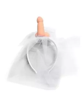 Diablo Picante - Weißer Brautschleier mit Penis