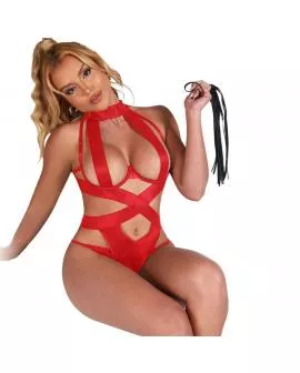 SUBBLIME - Sexy Halter-Body mit Harness Rot