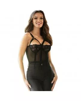 Subblime Teddy mit Strumpfband-Detail auf Brust - Schwarz