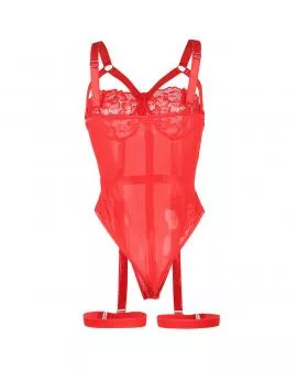 Subblime Teddy mit Strumpiband-Detail - Rot Brust