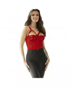 Subblime Teddy mit Strumpiband-Detail - Rot Brust