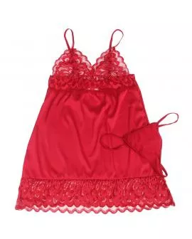 SUBBLIME - SATIN-BABYDOLL MIT SPITZE ROT 