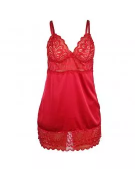 SUBBLIME - SATIN-BABYDOLL MIT SPITZE ROT 
