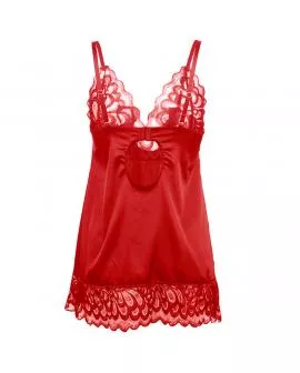 SUBBLIME - SATIN-BABYDOLL MIT SPITZE ROT 