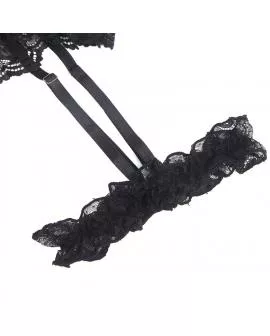 Subblime Schwarz Teddy mit Strumpband - Spitze und Streifen