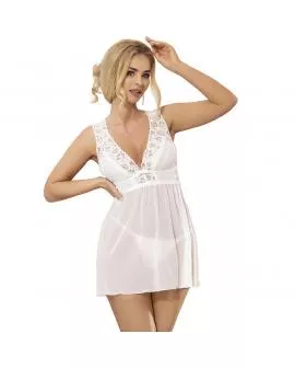 SUBBLIME - BABYDOLL V-AUSSCHNITT SPITZE WEISS L/XL