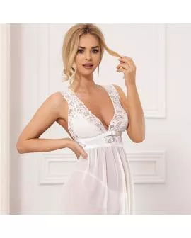 SUBBLIME - BABYDOLL V-AUSSCHNITT SPITZE WEISS S/M