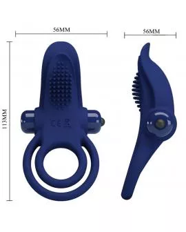 PRETTY LOVE - BRONSON DOPPELRING MIT VIBRATION BLAU