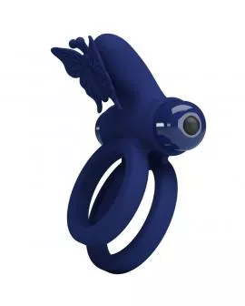 PRETTY LOVE - JAMELE DOPPELRING MIT VIBRATION & SCHMETTERLINGSTIMULATOR BLAU