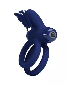 Pretty Love Jamele - Vibrations-Doppelring Schmetterling Blau